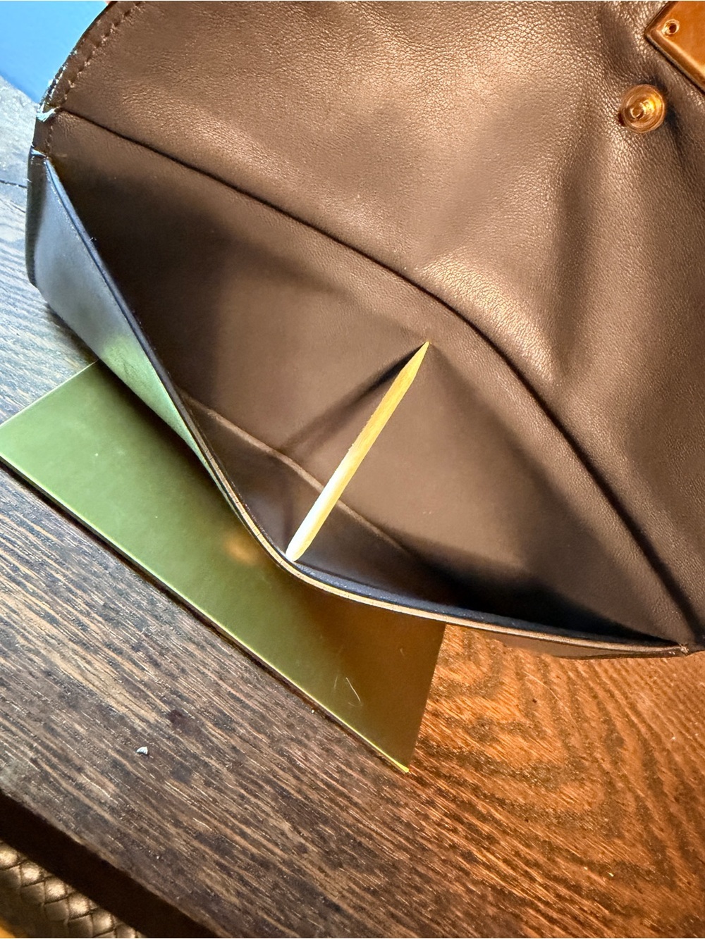 Chloe Navy and Gray Leather Double Flap Suede Wallet with Gold Hardware - Picture 11 of 14
